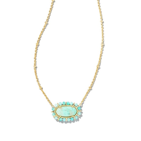 Kendra Scott Jewelry - NWT Kendra Scott Beaded Elisa Pendant Necklace in Gold Sea Green Chrysocolla